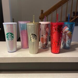 Starbucks Vibrant Tumbler Set with Gold and Red Accents
